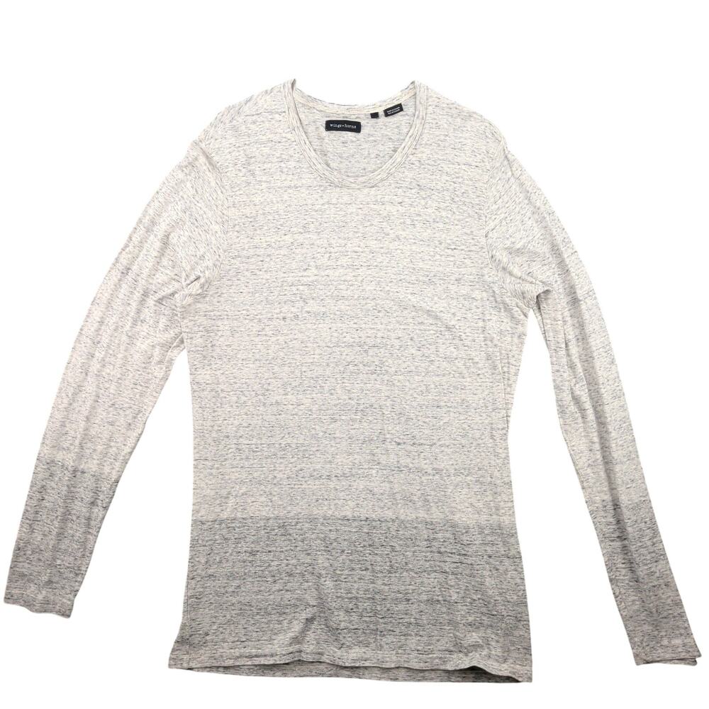 Wings + Horns Slub Cotton Long Sleeve T-shirt Men's Large Two Tone Minimalist